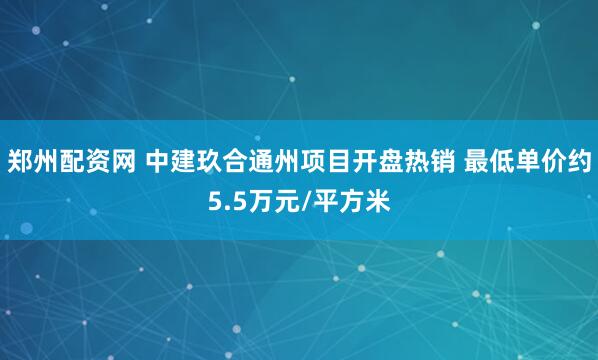 郑州配资网 中建玖合通州项目开盘热销 最低单价约5.5万元/平方米